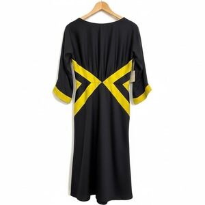 MILLY‎ of New York Silk Dress Size 4 Black Geometric Retro